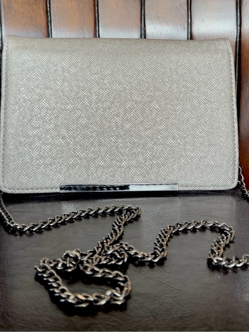 Mix No. 6 Metallic Silver Chain-Handle Clutch